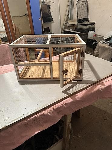 ucuz quslar: Quş qəfəsi – taxta və metal tor kombinasiyası - Material: Möhkəm — 2