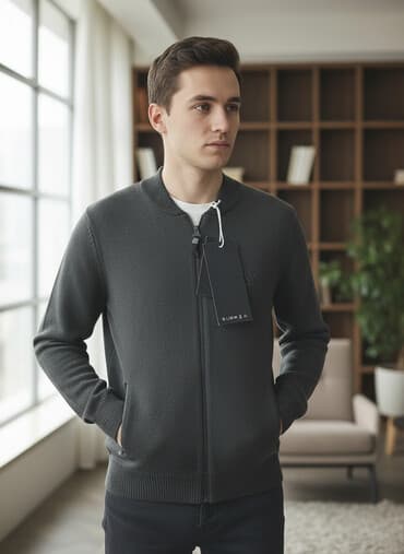 серые мужские свитшоты: Brend: Deniz Model: kişilər üçün trikotaj kardiqan/sviter Rəng: tünd — 1