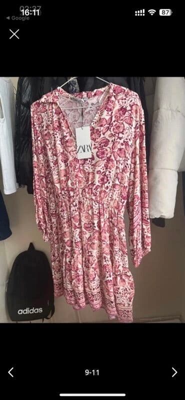 1 dollar neçe manatdir: Etiketli teze Zara, uzunqol, güllü printli don — 3