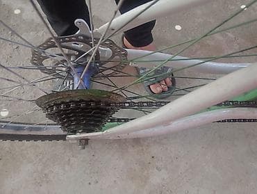 Велосипеды: Şəhər/trek tipli velosiped - Rəng: ağ gövdə, yaşıl haşiyəli təkər — 3