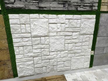 кафел: Ağ dekorativ daş panellər – daxili və fasad üçün - Material — 1