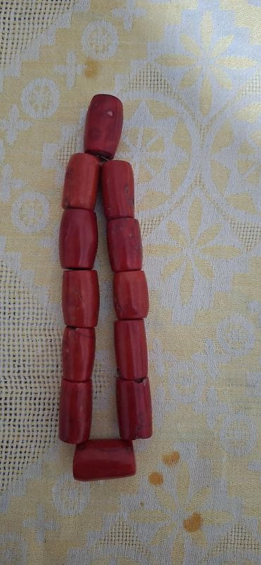 Qırmızı mərcan boncuk dəsti - Material: təbii qırmızı mərcan — 2