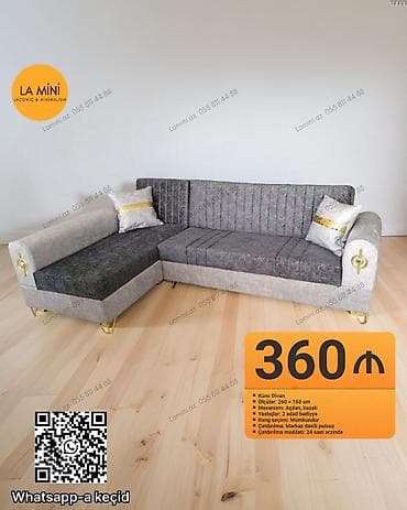divan mini: Künc divan, Açılan, Bazalı, Şəhərdaxili pulsuz çatdırılma — 1