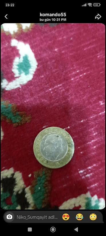 Kolleksiya üçün sikkə dəsti - 1 Türk Lirəsi sikkəsi – iki rəngli