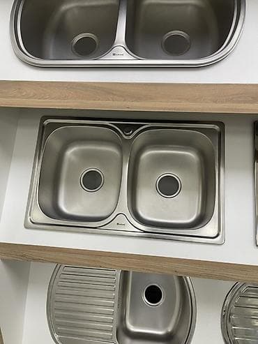 dus kabinler: Kvadrat Mətbəx çanağı, Paslanmaz polad — 4