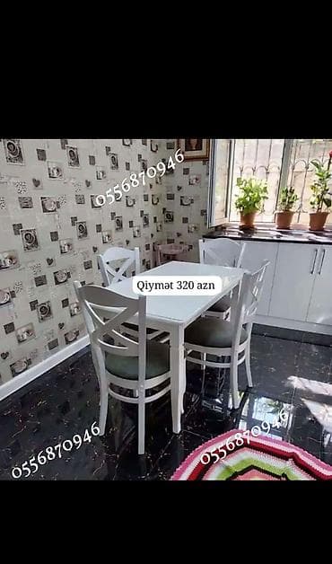 kamo: Mətbəx üçün, Yeni, Açılmayan, Dördbucaq masa, 4 stul — 1