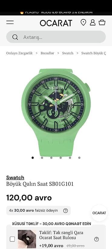 saat azerbaycan: Swatch Big Bold Quartz Saat – SB01G101 (Swiss Made) Arginaldı limitnən — 3