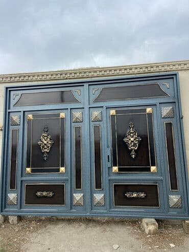 sehf qapi: Dəmir Həyət darvazası, Siyirmə, Mexaniki, Qapı ilə, rəng - Mavi — 2