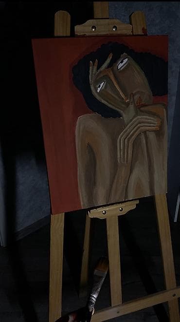 Abstrakt portret tablosu – orijinal əl işi - Texnika: akril boya — 1