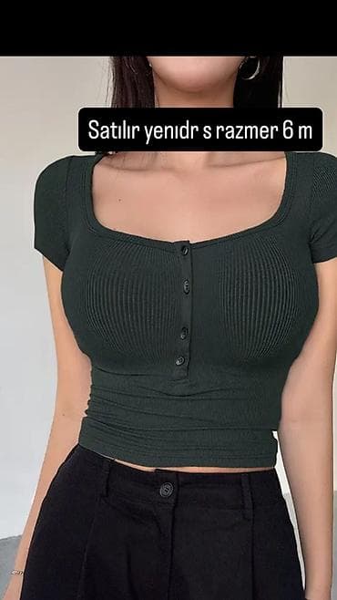 kişilər ucun qısa corablar: Qadın bluzası – S ölçü - Rəng: tünd yaşıl/çox tünd - Model: qısaqol — 1