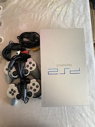 pultu: Sony PlayStation 2 (PS2) – gümüş rəngli “Silver” versiya Paket — 3