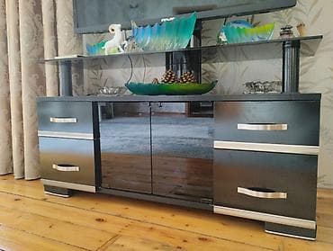 Мебель для дома: Б/у, Прямой ТВ стенд, С полками, Стеклянный — 1