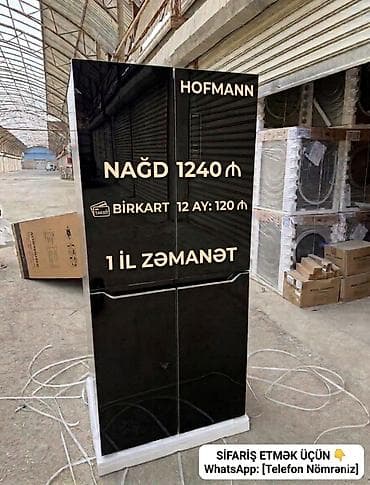 soydcu: Yeni 4 qapılı Hoffman Soyuducu Satılır, rəng - Qara, Kredit var — 1