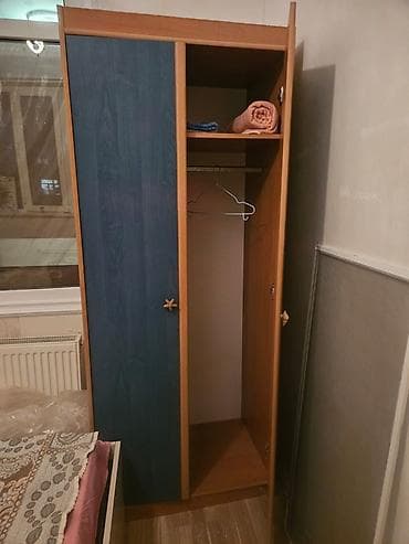 Ev üçün mebel: 2 qapılı, Mavi, Taxta, Açılan, Düz dolab — 1