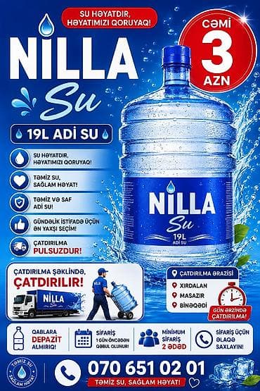 NILLA Su – 19L adi içməli su - Təmiz və saf adi su: gündəlik istifadə