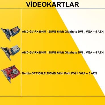 Сканеры: Videokartlar ⭐Videokart AMD GV-RX30HM 128MB 64bit Gigabyte DVİ İ, VGA at lalafo.az — 2 Сканеры: Videokartlar ⭐Videokart AMD GV-RX30HM 128MB 64bit Gigabyte DVİ İ, VGA — 2