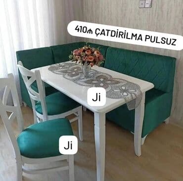 metbex mebileri: Для кухни, Новый, Нераскладной, Прямоугольный стол, 4 стула — 7