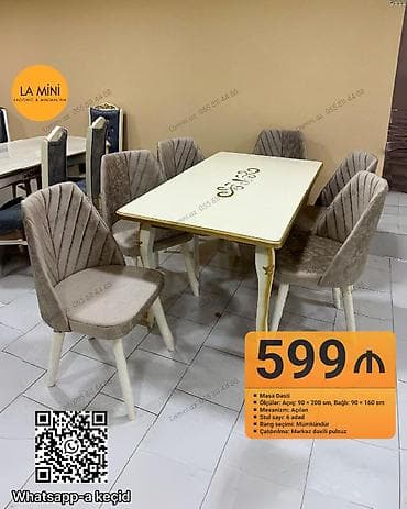 Açılan, Dördbucaq masa, 6 stul