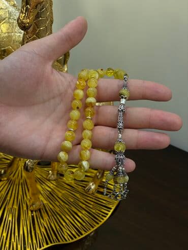 qaralmayan bijuteriya: Orginal Kəhraba təsbeh gümüş püsküllü — 2