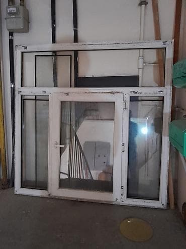 PVC materialdan balkon/eyvan üçün pəncərə-qapı dəsti. Qiymət