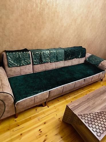 bambu tekstil: Divan üçün İşlənmiş Xovlu rəng - Yaşıl Yataq örtüyü, Ünvandan götürmə — 2
