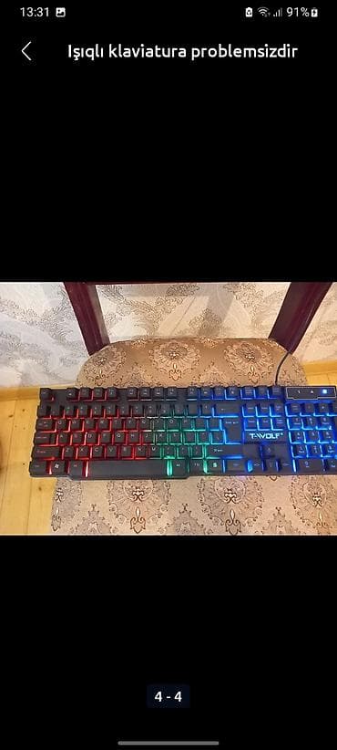 Kompüter və noutbuk aksesuarları: Məhsul: T-WOLF markalı işıqlı klaviatura və işıqlı simli mouse — 1