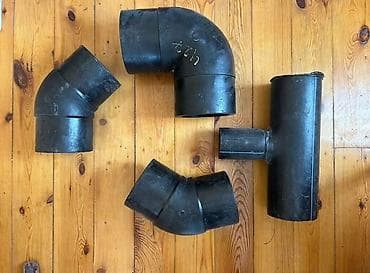 Ремонт и строительство: HDPE (polietilen) boru fitinqləri paketi Tərkib: - 2 ədəd 45° dirsək — 1