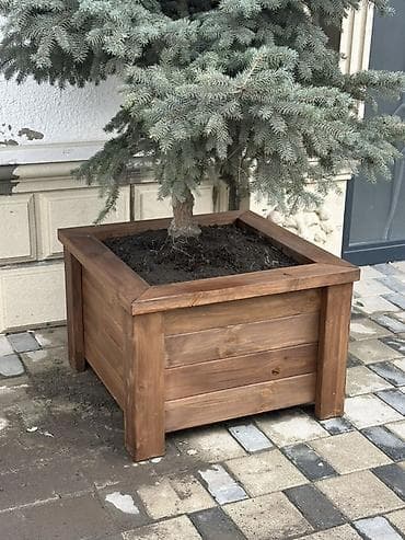 Açıq məkana uyğun iri ölçülü taxta dekorativ güldan/qutu - Material