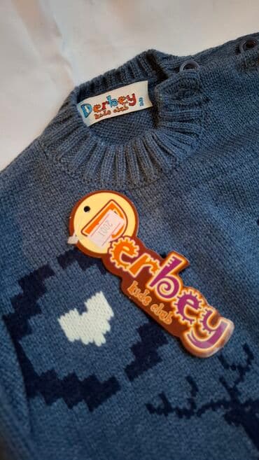 toxunma uşaq koftaları: Uşaq sviteri – Derbey Kids Club - Rəng: Boz-mavi - Naxış: Tünd mavi — 3