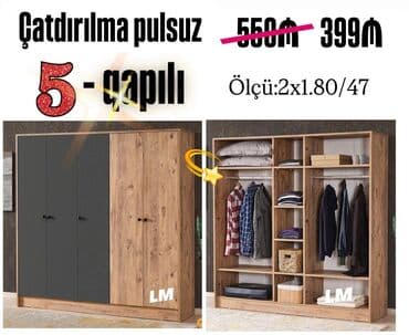 paltar asmaq üçün: Yeni, Açılan, 5 qapı Düz dolab, Qarderob, paltar dolabı — 1