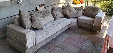 divanda: Künc divan dəsti - Forma: L-şəkilli künc divan - Rəng və material — 1