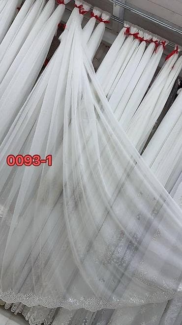 metbex perdeleri 2019: Tül pərdə – model 0093 seriyası - Material: incə, işıqlı tull (yarı — 4