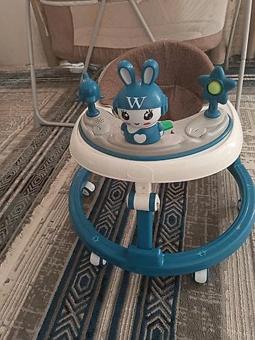 uşaq manej: Uşaq gəzdirəcəyi / yürütkəc - Rəng: mavi-ağ, yumşaq qəhvəyi oturacaq — 2