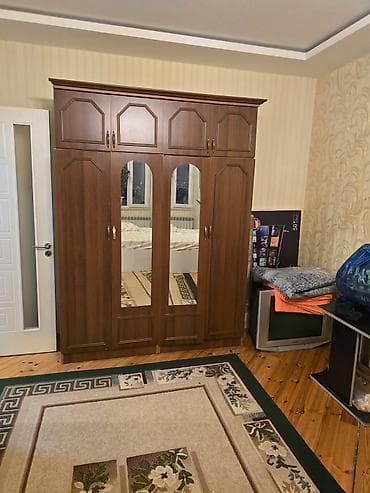 4 qapılı, Güzgülü, Qəhvəyi, Taxta, Açılan, Düz dolab — 1