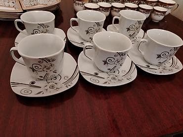 servis: Çay dəsti, rəng - Ağ, Farfor, 6 nəfərlik, Türkiyə — 4