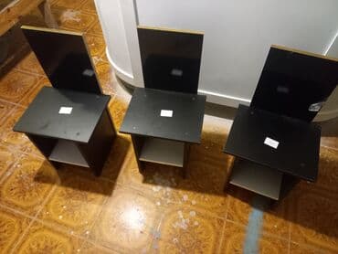 столик для кровати: Qara rəngdə komodin/yan masa dəsti - Model: üç ədəd eyni dizaynlı yan — 3