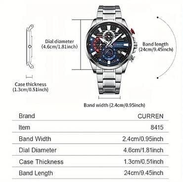 Smart saatlar: Yeni, Qol saatı, Curren, rəng - Qara — 2