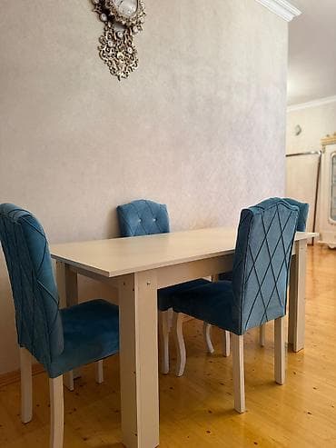 balkon stul: Qonaq otağı üçün, İşlənmiş, Açılmayan, Kvadrat masa, 4 stul — 1