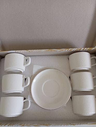 Çay dəsti, rəng - Ağ, Keramika, 12 nəfərlik, Türkiyə — 1