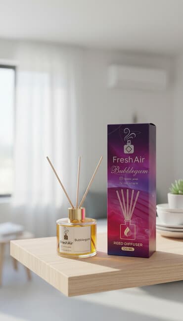 бутыль 20 литров: FreshAir Reed Diffuser – 120 ml • Ətirlər: Bubblegum, Jasmin — 1