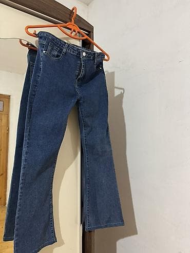 cins salvar: Qadın geniş kəsimli cins şalvarlar - Modellər: 2 ədəd – tünd mavi və — 1