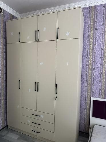 ref: Bej rəngli, yığcam dizaynlı çoxbölməli paltar şkafı - Material — 1
