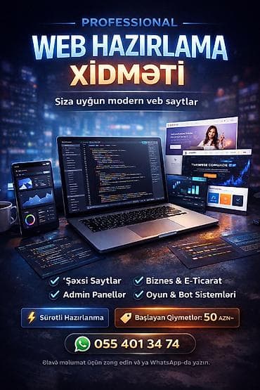 WEB HAZIRLAMA XİDMƏTİ Sizə uyğun, müasir və sürətli veb saytlar