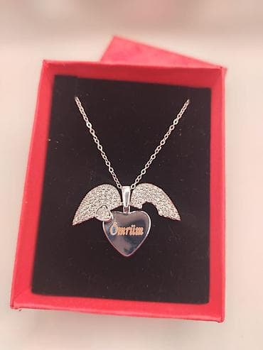 Аксессуары: Gümüş rəngli zəncirli kolye – ürək formalı açılan medalion - — 2