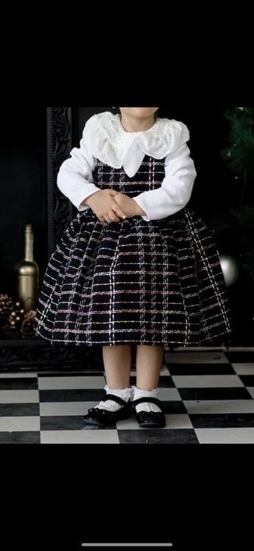 вязаные детские пальта: Qız uşağı üçün zərif paltar - Üst hissə: ağ uzunqol bluz fasonu, iri — 1