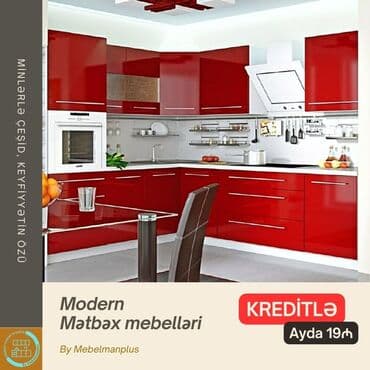 metbex mebeli gence: Sifarişlə mətbəx dəsti, Mat laminat, Kredit var, Pulsuz çatdırılma — 22