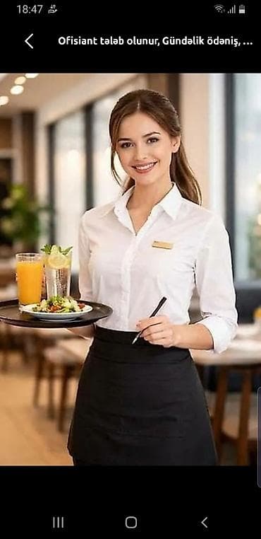 Ofisiant tələb olunur, Restoran, Gündəlik ödəniş lalafo.az -da Ofisiant tələb olunur, Restoran, Gündəlik ödəniş