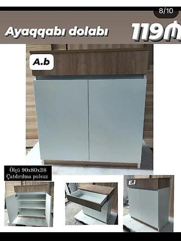 ayakkabı dolabı: Ayaqqabı dolabları – müxtəlif model və ölçülər 1) Model: Ağ yan rəfli — 8