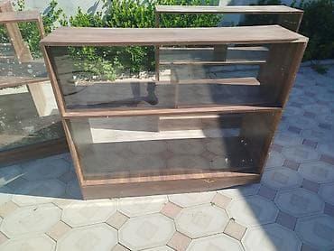 stend vitrin: Mağaza vitrinləri və kassalı stend dəsti - Material: ağac teksturalı — 4
