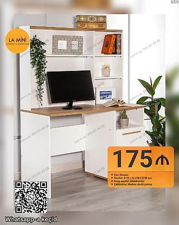 taxta dekorlar: Düz masa, Stulsuz, Polkalı, Siyirməli, Sadə laminat — 1